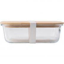 Szklane pudełko śniadaniowe 900 ml, bambusowe wieczko
