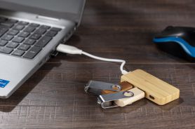 Rozdzielacz bambusowy HUB USB z wymienną wtyczką - RIVO