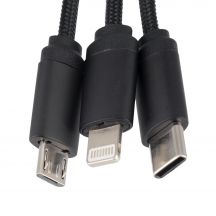 Kabel 3w1 z podświetlanym logo w drewnianej obudowie - LH-ZM04