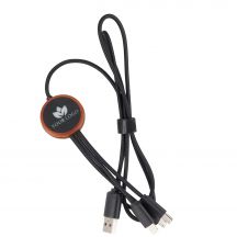 Kabel 3w1 z podświetlanym logo w drewnianej obudowie - LH-ZM04