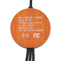 kabel z ładowarką indukcyjną 4w1 z podświetlanym logo w drewnianej obudowie - i5w