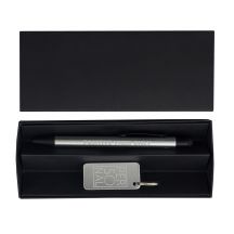 Zestaw upominkowy długopis i brelok Couple, srebrny