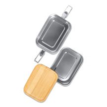 Double lunch box Alcora 1100 ml, srebrny