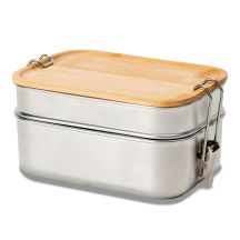 Double lunch box Alcora 1100 ml, srebrny