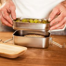 Double lunch box Alcora 1100 ml, srebrny