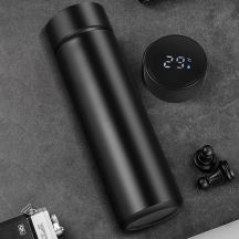 Kubek termiczny z termometrem Falco 420 ml, czarny