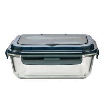 Szklany lunch box ze sztućcami Lagos 1000 ml, czarny