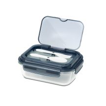 Szklany lunch box ze sztućcami Lagos 1000 ml, czarny