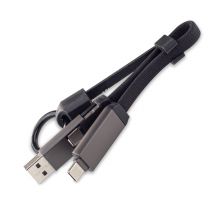 Zestaw upominkowy z kablem USB 2w1 Davos, czarny
