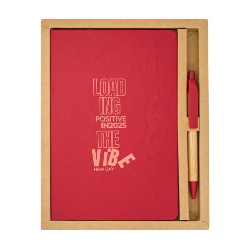 Zestaw upominkowy notes z długopisem Forest, czerwony