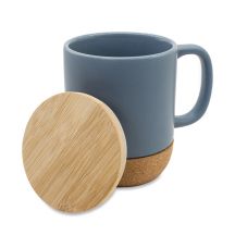 Kubek ceramiczny z bambusową przykrywką Giulia, szary