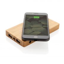 Bambusowy, bezprzewodowy power bank 4000 mAh