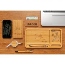 Bambusowy, bezprzewodowy power bank 4000 mAh