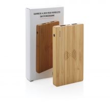 Bambusowy, bezprzewodowy power bank 4000 mAh