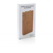 Bambusowy, bezprzewodowy power bank 4000 mAh
