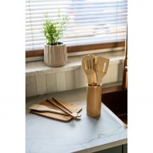 Zestaw bambusowych akcesoriów kuchennych w stojaku, 6 el. | Reese