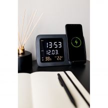 Ładowarka bezprzewodowa 5W-15W Exclusive Collection, wielofunkcyjny zegar cyfrowy | Isha