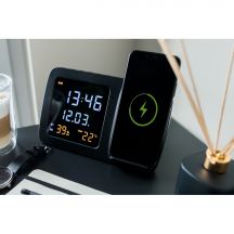 Ładowarka bezprzewodowa 5W-15W Exclusive Collection, wielofunkcyjny zegar cyfrowy | Isha