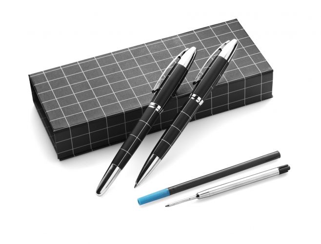 Zestaw piśmienniczy, długopis i pióro kulkowe
