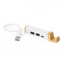 Hub USB i USB-C ze zrecyklingowanych kartoników po mleku, stojak na telefon