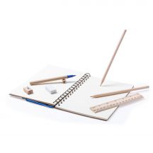 Zestaw szkolny, piórnik, 2 ołówki, długopis, notatnik, linijka, gumka i temperówka