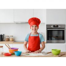 Zestaw małego kucharza, fartuch kuchenny i czapka kucharska, rozmiar dziecięcy | Nedina