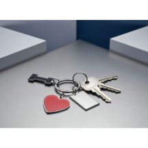 Brelok do kluczy "serce" I love…, z metalową plakietką | Lydus