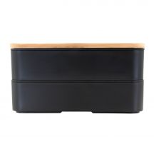 Pudełka śniadaniowe 2 w 1, 2x500 ml, bambusowe wieczko, sztućce | Tijani