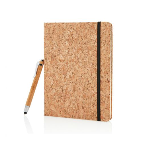 Korkowy notatnik A5, długopis, touch pen
